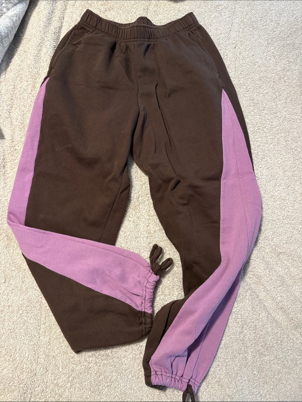 No Boundaries Brown and Lavender Colorblock Joggers